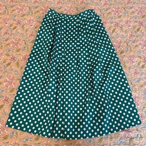 Vintage 90s Green & White Polka Dot Women's Skirt